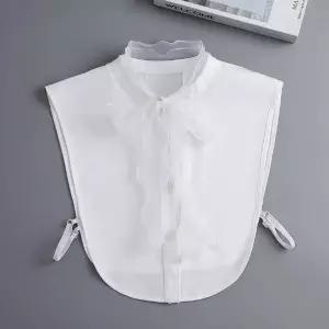 러플 스트랩 쉬폰 리본 페이크 이너 블라우스 세일러 레이어드 연출 넥케이프