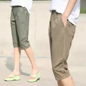 동대문스타일 여자반바지 린넨 여성 마반바지 6부 밴딩 OB마단추