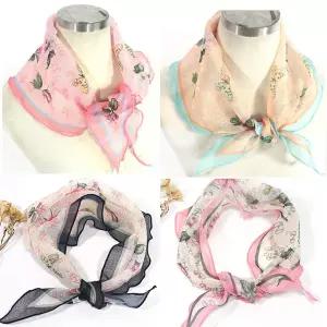  삼각 미니 쁘띠스카프 여성  플라워 꽃 여름 아사면