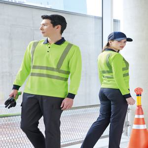 하계 작업복 긴팔티셔츠 [ 지벤 ZB-T2135 ] 형광그린 안전 쿨론티셔츠/ 반사띠 적용