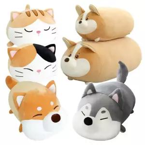 모찌타운 강아지 고양이 시바 허스키 까망 베르 동물 쿠션 대형 애착 인형 L