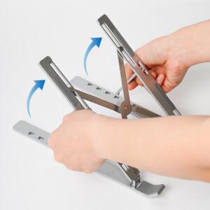 아이클 접이식 휴대용 노트북 맥북 아이패드 태블릿 거치대 받침대 알루미늄 깃털 각도조절 높이조절 쿨링