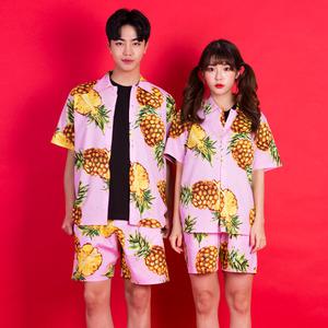파인애플 비치웨어 핑크남방+반바지세트 졸업사진 룩 체육대회 반티