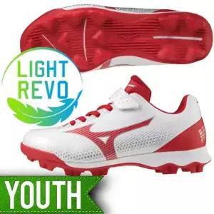 미즈노 유소년 포인트 인조잔디 야구화 222262 (흰색/적색)