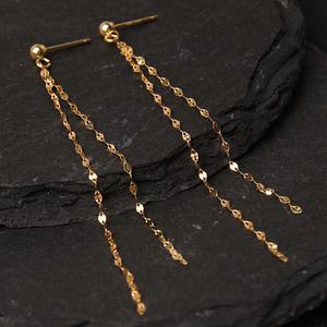 14K 18K 귀걸이 샤이닝 체인 여성 패션 핑크골드 금 귀걸이