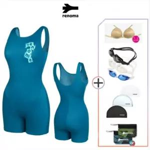 [레노마수영복](하남점)*  폴리백 브라캡 무상증정* 여성 2부빈티지퍼즐반신수영복 마린블루LF2E861-MB