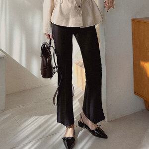 옆트임 부츠컷 슬랙스 정장 바지 스판 9부 여성 빅사이즈