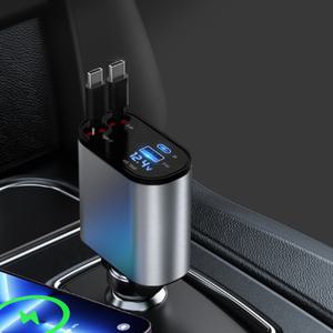 오토크루 차량용 쿼드로 120W PD 퀄컴 초고속충전기 릴선 시거잭 시가잭