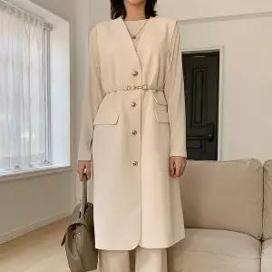 [하프클럽/] 여성 봄 가을 모던 브이넥 빅사이즈 롱 맥시 정장 조끼 베스트 4