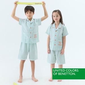[베네통] 베네통 키즈 시어서커 파자마세트 그린 BNKPJ5M08T