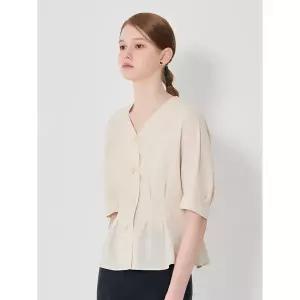 [하프클럽/]브이넥 핀턱 퍼프 블라우스 (택가격 158000원)