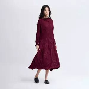 엣지 나이프 플리츠 플레어 원피스_PPOPF125004