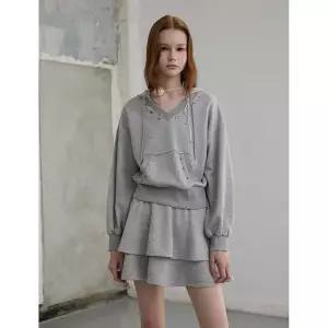 [에고이스트](강남점)[BLUE LABEL] 징장식 후드 V넥 티셔츠 (ER3OTL02)