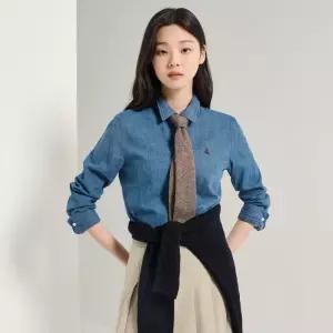 [백화점정품] 26년NEW 빈폴레이디스 빈폴 BEANPOLE 기모 데님 레귤러핏 셔츠 - 네이비 BF5X64C03R