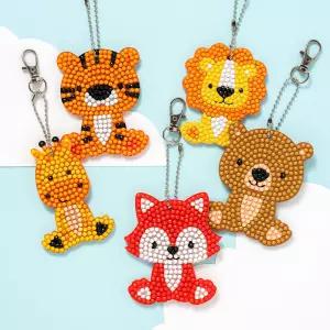 [민화샵] 양면 동물 보석십자수 키링 만들기 가방 악세서리 열쇠 고리 미술 키트