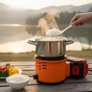 충전식 냄비 회전멀티쿠커 스토브 야외 캠핑 압력 조리기 배터리 고전력 볶음기 예비