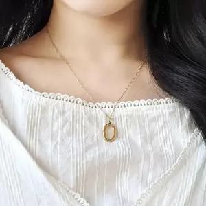 써지컬스틸 심플 홈타원 목걸이 14k도금 실버 골드