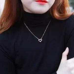 큐빅하트 써지컬스틸 목걸이 실버 14k도금 로즈골드