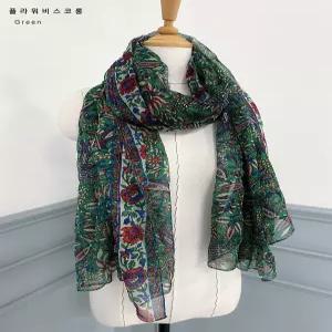 [이쁜] 플라워 비스코스 롱 스카프 머플러
