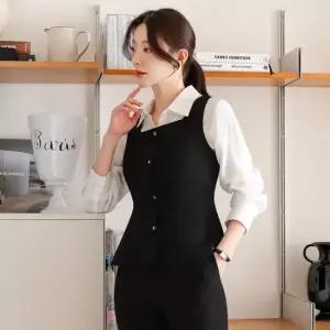 XXL까지) 데인토 스퀘어넥 페플럼 베스트 봄 가을 조끼 하객룩 오피스룩 모임룩 격식룩 빅사이즈