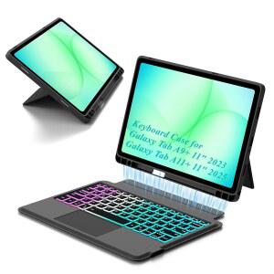11인치 삼성 갤럭시 탭 A9+ 플러스 /A11+ 키보드 케이스: 원클릭 DEX 모드, 스마트 터치패드가 있는 레인보우 백라이트 키보드, S-PEN 홀더가 자동 슬립/웨이크 마그네틱 탈착식 커버