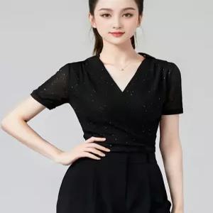 줌바댄스복 라틴댄스옷 방송 왈츠 라인 여성 사교 댄스상의 공연복