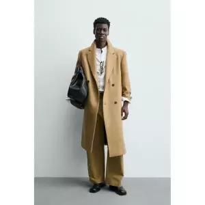 ZARA 더블 브레스트 울 코트 - 샌드 {WLM}