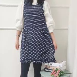 네꼬클럽 주름앞치마 쉬폰 땡땡이 유치원 선생님 어린이집 보육교사 단체 원피스