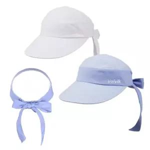 볼빅 파크골프 여성용 넓은 와이드 챙 하이크라운 러블리한 리본 디자인 썬캡 선캡 자외선차단 모자
