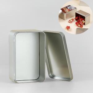 뚜껑이 있는 1개의 단색 카드 상자, 간단한 양철 빈 캔, 직사각형 케이스, 사탕 쿠키 용기, 가정용 보관함