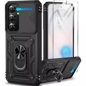 태이사이루 삼성 갤럭시 S26 케이스 스크린 프로텍터 슬라이드 카메라 렌즈 커버 내장 360도 회전 자기 링