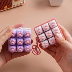 키보드 키 피젯 키체인 감압 DIY 키캡 고양이 발 모양 버튼 클리커 휴식용 감각 놀이