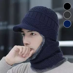 겨울모자 방한모자 융털기모 니트비니 넥워머 일체형