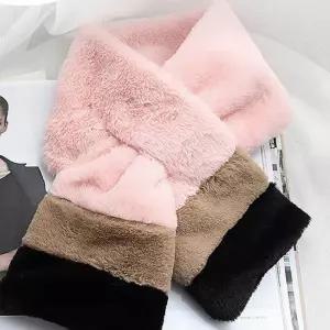 쁘띠 배색 퍼 머플러(핑크)  여자목도리