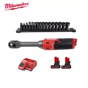 밀워키 충전임팩라쳇렌치 M12 FPTR-0세트 5Ah 2개 충전기M12-18C 12V 1/2 1/4 3/8엔빌