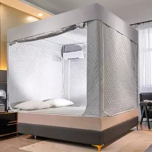 실내 수면텐트 침대 보온 방한 퀼팅 방음 사각 싱글 개인 원룸 캠핑