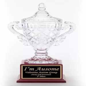 뉴 월드 액센트 크리스탈 컵 트로피 인정 공로상 스포츠 기업 선물 블랙 받침대 베이스와 기프트 박스가