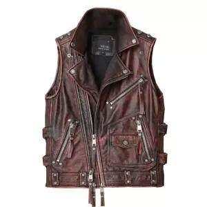 바이크 조끼 리얼 소가죽 할리 숏자켓 빈티지 워시 카우보이 복고 라이더