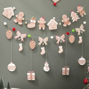 크리스마스 커피 배너 트리 산타 눈사람 진저브레드맨 순록 파티 장식용