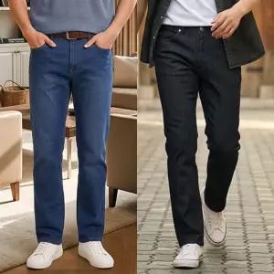 2장세트 BL쿨데님 일자 스판청바지 중년 남자 여름 데님