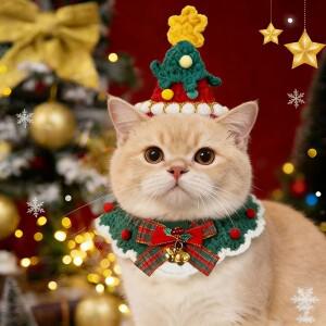 축제용 애완동물 니트 고양이 목걸이 가을 겨울 강아지 목도리 새끼 의상 악세서리 타이 스카프