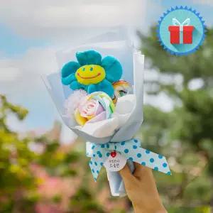 스마일꽃 롤리팝사탕 장미 퐁퐁 비누꽃다발 파랑 기념일 졸업식 수료식 발표회 여친선물