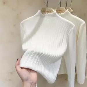 물결 폴라티 반목티 목티 여자 얇은티 시스루 하프넥 프릴 레이어드 목폴라