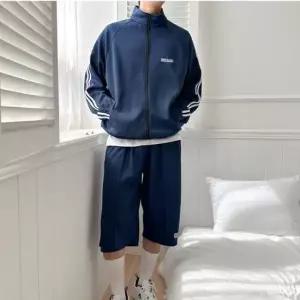 남자 투라인 트랙 집업 편안한 트레이닝 자켓 와이드 버뮤다 7부 세트 반바지