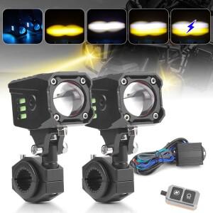 1세트 풀 CNC 바이크 오토바이 헤드라이트 안개등 LED 보조 주행등 스포트라이트 헤드램프 점멸등 상향등
