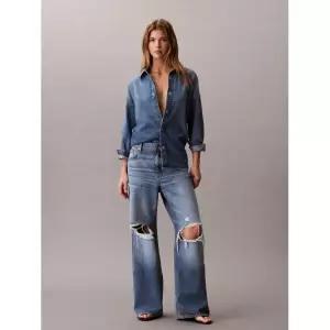 캘빈클라인진 CALVIN KLEIN JEANS 여성 로우라이즈 배기 슬래시드 데님 47F744G SLF