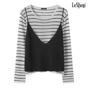 [르샵]단가라 레이어드 뷔스티에 긴팔 니트 (DQ1KT008A)