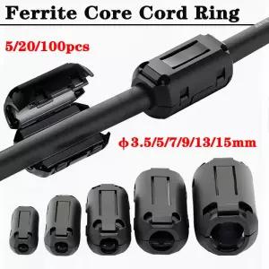 10Pcs 고성능 페라이트 코어 링 초크 HDMI 및 오디오 케이블 용 3.5/5/7/9/13/15mm 소음 억제 장치 비드