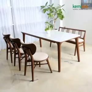 고르도 통세라믹 고무나무원목 6인식탁SET 벤치형) KGN-962B