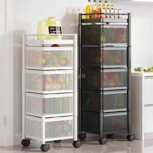 이동식 회전 서랍 둥근 왜건카트 정리함 white 수입 바퀴 무빙카트 세제 수납함